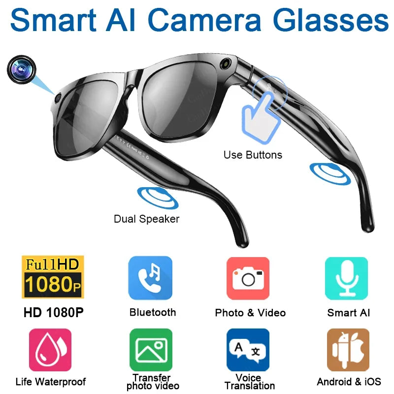 Lenovo 4K HD AI Smart Glasses Chat GPT 100MP Camera Bluetooth Call 260Mah Battery Voice Assistant Control Smart Glasses 2026