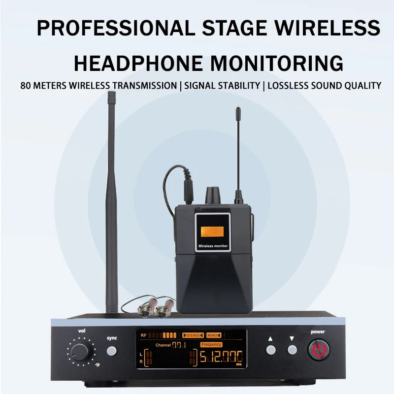 Professional Grade Stage Wireless In Ear Monitoring System With UHF mono mono Frequency,For Stage/Band/Drummer/Small Concert ﻿